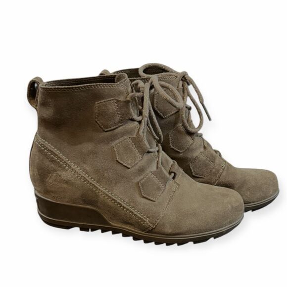 SOREL Women’s Brown Waterproof Leather Evie Lace Wedge Boot Size 11 - Picture 2 of 8